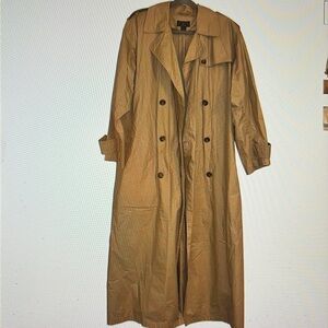 CHARER CLUB Beige Trench Coat Long Button Down Double Breasted